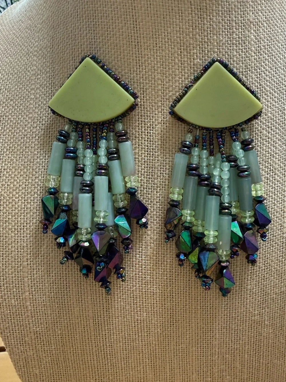Multicolored dangling “peacock” Earrings